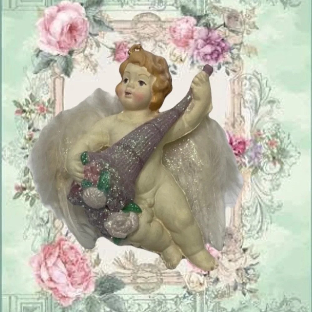 Cherub Angel Victorian Old World Rare Vintage Christmas Ornaments Decorations